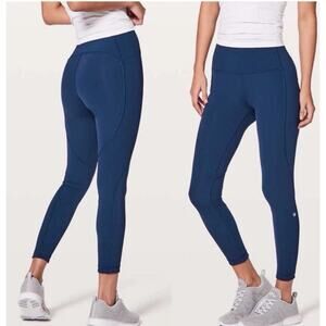 New Lululemon Athletica Breezy Dot Tight 25" Navy Blue Yoga Gym Legging Sz 6 Run